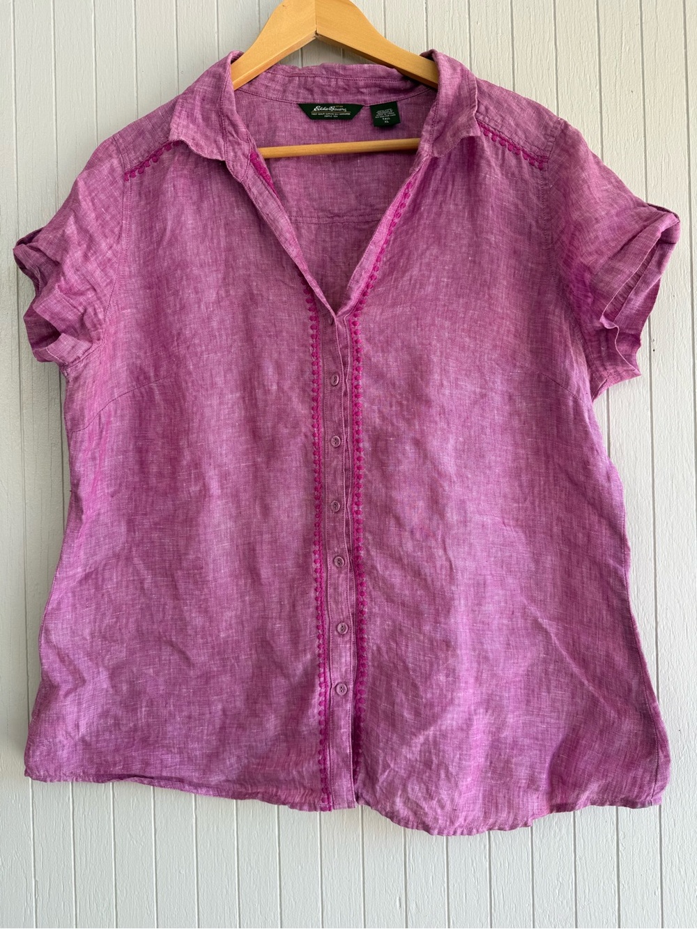 Linen Button-Down with embroidery details